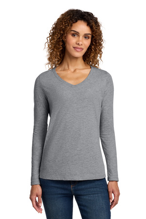 Port & Co Women's Long Sleeve Fan Favorite V-Neck Tee. LPC450VLS Athletic Heather