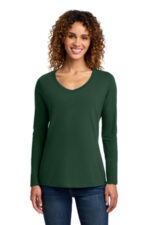 Port & Co Women's Long Sleeve Fan Favorite V-Neck Tee. LPC450VLS Forest Green