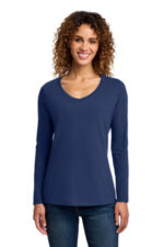 Port & Co Women's Long Sleeve Fan Favorite V-Neck Tee. LPC450VLS Team Navy