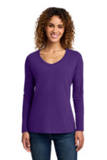 Port & Co Women's Long Sleeve Fan Favorite V-Neck Tee. LPC450VLS Team Purple