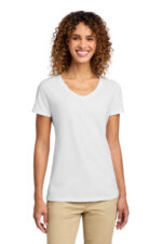 Port & Co Women's Fan Favorite V-Neck Tee. LPC450V White