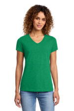 Port & Co Women's Fan Favorite Blend V-Neck Tee. LPC455V Athletic Kelly Green Heather