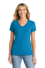 Port & Co Women's Fan Favorite Blend V-Neck Tee. LPC455V Sapphire Heather