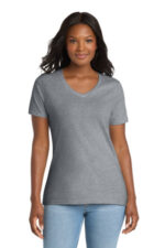 Port & Co Women's Core Cotton V-Neck Tee. LPC54V Athletic Heather