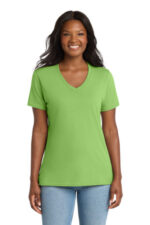 Port & Co Women's Core Cotton V-Neck Tee. LPC54V Lime
