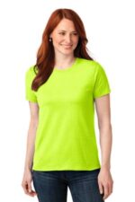 Port & Co Women's Core Blend Tee. LPC55 Safety Green