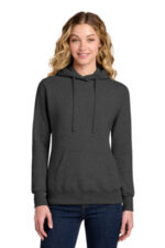 Port & Co Women's Core Fleece Pullover Hooded Sweatshirt LPC78H Dark Heather Grey