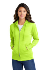 Port & Co Women's Core Fleece Full-Zip Hooded Sweatshirt. LPC78ZH Neon Yellow