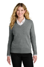 Port Authority Women's Easy Care V-Neck Sweater LSW2850 Medium Heather Grey
