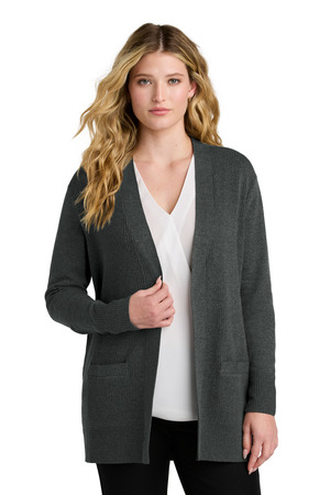 Port Authority Women's Easy Care Open-Front Cardigan Sweater LSW2890 Charcoal Heather