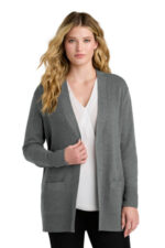 Port Authority Women's Easy Care Open-Front Cardigan Sweater LSW2890 Medium Heather Grey