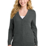 Port Authority Women's Easy Care Button-Up Cardigan Sweater LSW4150 Charcoal Heather