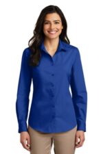 Port Authority Women's Long Sleeve Carefree Poplin Shirt. LW100 True Royal