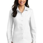 Port Authority Women's Long Sleeve Carefree Poplin Shirt. LW100 White