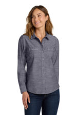 Port Authority Women's Slub Chambray Shirt. LW380 True Navy