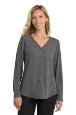 Port Authority Women's Long Sleeve Button-Front Blouse. LW700 Sterling Grey
