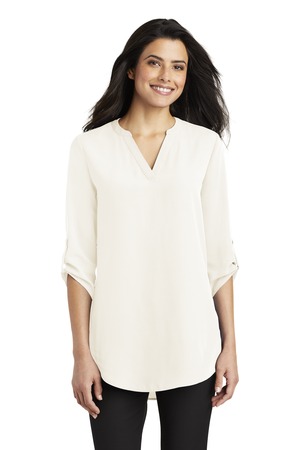 Port Authority Women's 3/4-Sleeve Tunic Blouse. LW701 Ivory Chiffon