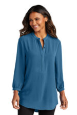 Port Authority Women's 3/4-Sleeve Textured Crepe Tunic LW713 Aegean Blue
