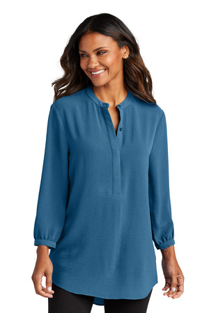 Port Authority Women's 3/4-Sleeve Textured Crepe Tunic LW713 Aegean Blue