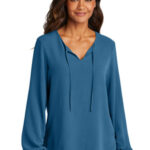 Port Authority Women's Textured Crepe Blouse LW714 Aegean Blue