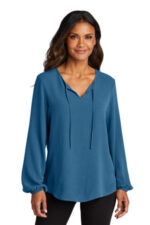 Port Authority Women's Textured Crepe Blouse LW714 Aegean Blue