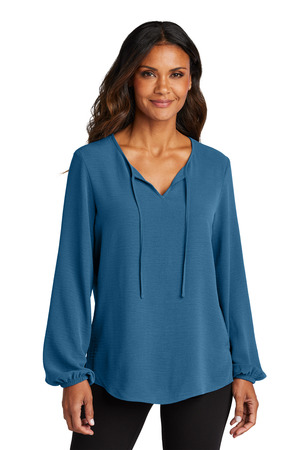 Port Authority Women's Textured Crepe Blouse LW714 Aegean Blue