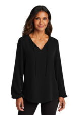 Port Authority Women's Textured Crepe Blouse LW714 Deep Black
