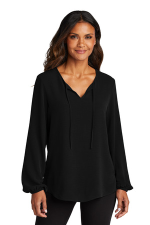 Port Authority Women's Textured Crepe Blouse LW714 Deep Black