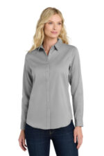 Port Authority Women's Long Sleeve SuperPro React Twill Shirt. LW808 Gusty Grey