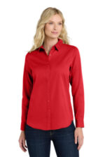 Port Authority Women's Long Sleeve SuperPro React Twill Shirt. LW808 Rich Red