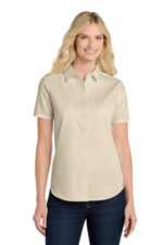 Port Authority Women's Short Sleeve SuperPro React Twill Shirt. LW809 Ecru