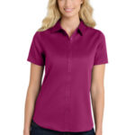 Port Authority Women's Short Sleeve SuperPro React Twill Shirt. LW809 Wild Berry