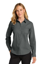 Port Authority Women's Long Sleeve Nailhead Easy Care Shirt LW816 Deep Black