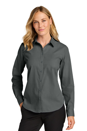 Port Authority Women's Long Sleeve Nailhead Easy Care Shirt LW816 Deep Black