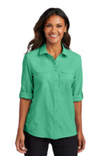 Port Authority Women's Long Sleeve UV Daybreak Shirt LW960 Bright Seafoam