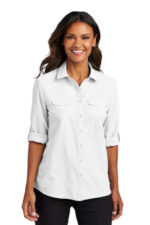 Port Authority Women's Long Sleeve UV Daybreak Shirt LW960 White