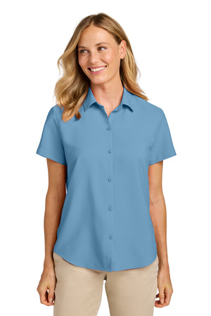 Port Authority Women's Short Sleeve UV Dockside Shirt LW963 Carolina Blue
