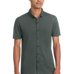 Mercer+Mettle Stretch Pique Full-Button Polo MM1006 Anchor Grey