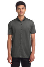 Mercer+Mettle Stretch Pique Full-Button Polo MM1006 Anchor Grey Heather