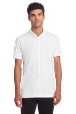 Mercer+Mettle Stretch Pique Full-Button Polo MM1006 White