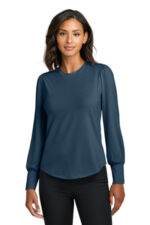 Mercer+Mettle Women's Stretch Jersey Long Sleeve Blouson Top MM1019 Insignia Blue