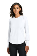 Mercer+Mettle Women's Stretch Jersey Long Sleeve Blouson Top MM1019 White
