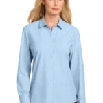 Mercer+Mettle Women's Long Sleeve Stretch Woven Shirt MM2001 Air Blue End On End