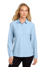 Mercer+Mettle Women's Long Sleeve Stretch Woven Shirt MM2001 Air Blue End On End