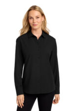 Mercer+Mettle Women's Long Sleeve Stretch Woven Shirt MM2001 Deep Black