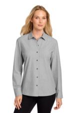 Mercer+Mettle Women's Long Sleeve Stretch Woven Shirt MM2001 Gusty Grey End On End