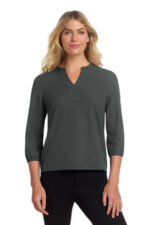 Mercer+Mettle Women's Stretch Crepe 3/4-Sleeve Blouse MM2011 Anchor Grey