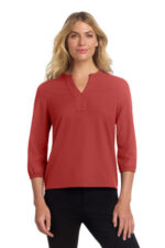 Mercer+Mettle Women's Stretch Crepe 3/4-Sleeve Blouse MM2011 Terracotta