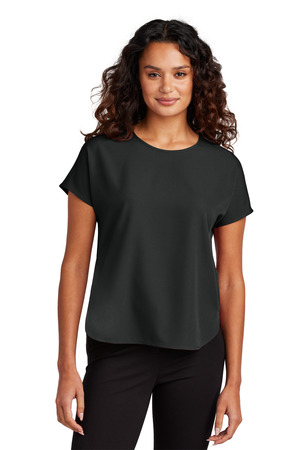 Mercer+Mettle Women's Stretch Crepe Crew MM2015 Deep Black