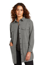 Mercer+Mettle Women's Long Sleeve Twill Overshirt MM2021 Light Anchor Grey Heather